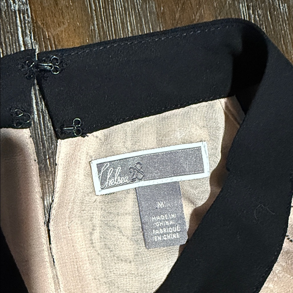 Chelsea & Violet Black Collar Dress Top with Beige Lining